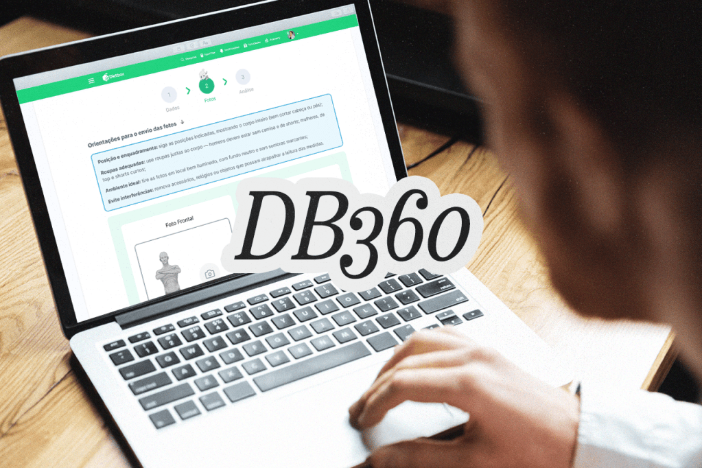 Nutricionista utilizando a ferramenta DB360 para avaliação antropométrica online