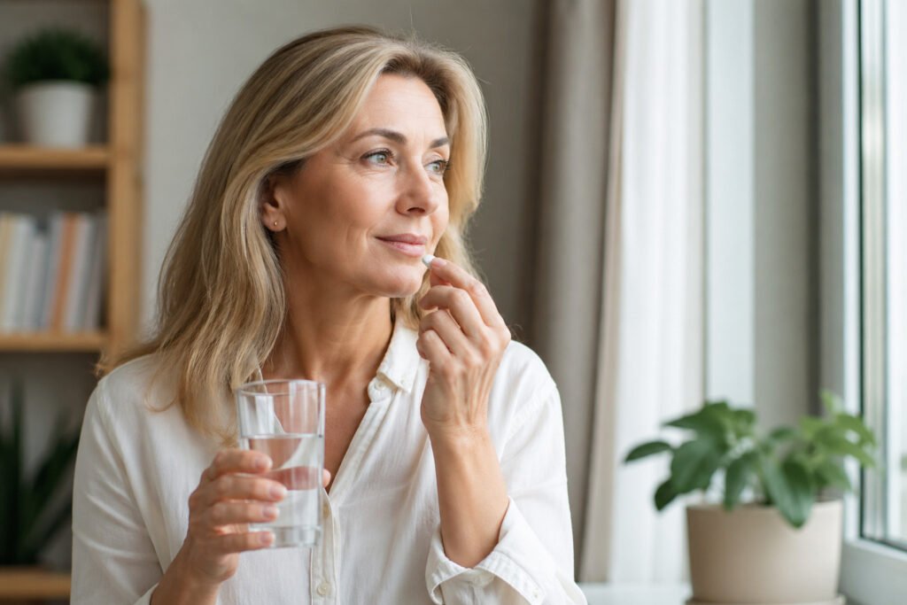 Imagem representativa da reposição hormonal, mostrando hormônios e fontes naturais de terapia