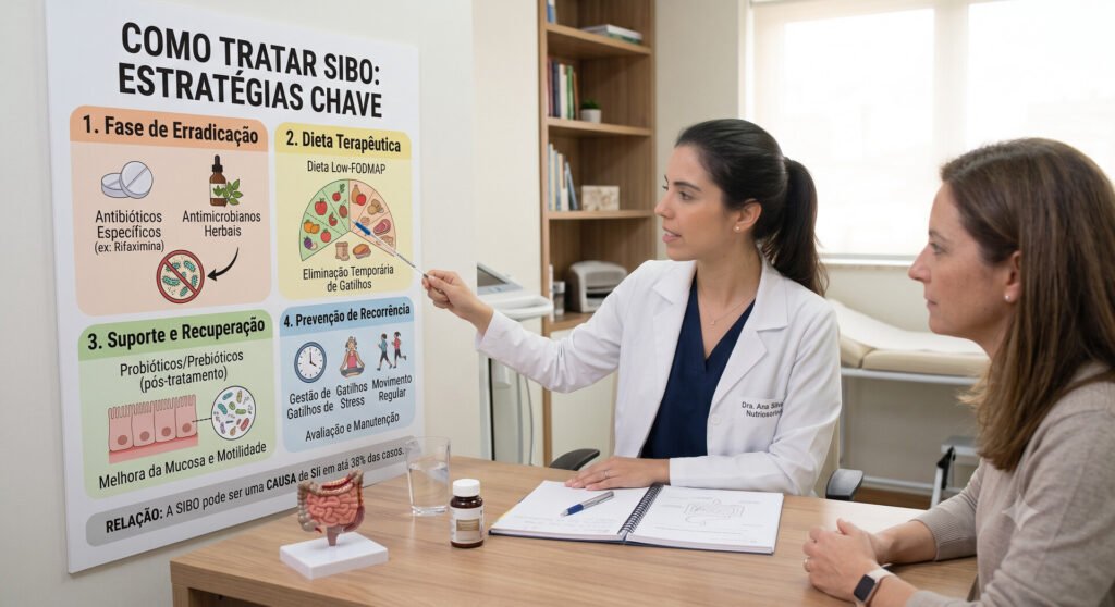 Tratamento de SIBO com dieta e antibióticos