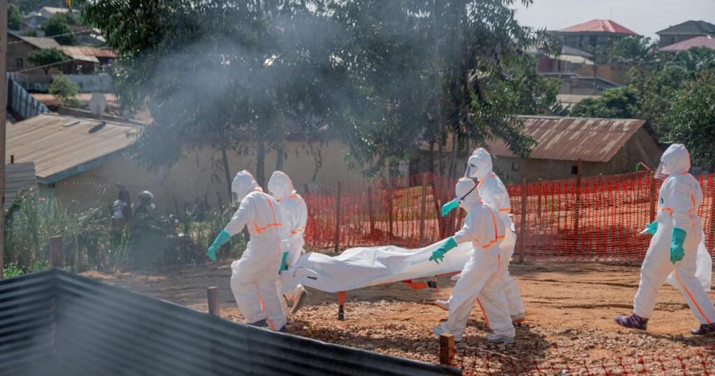 Gráfico mostrando o número de casos e mortes por Ebola no Congo em 2023
